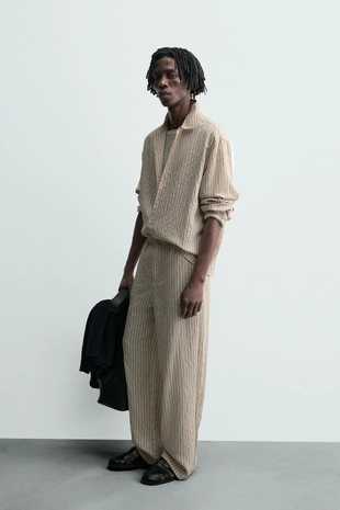 Рубашка из струящейся ткани в полоску с эффектом жатости- Заказать в России