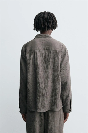 Рубашка из струящейся ткани в полоску с эффектом жатости- Заказать в России