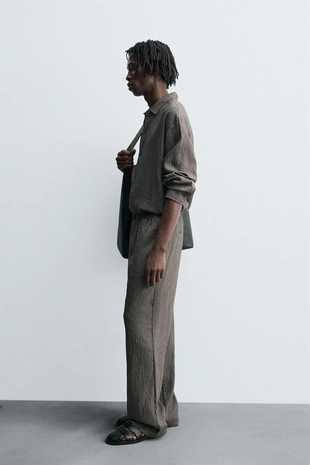 Рубашка из струящейся ткани в полоску с эффектом жатости- Заказать в России