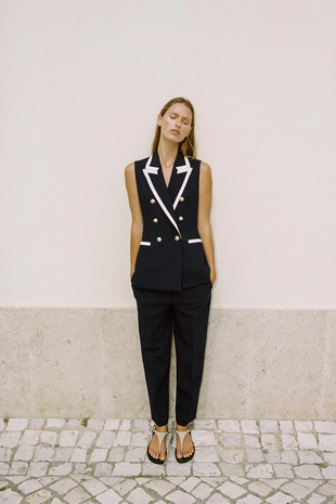 Брюки слим с высокой посадкой- Заказать в России