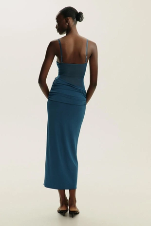 Длинное комбинированное платье из тюля- Заказать в России