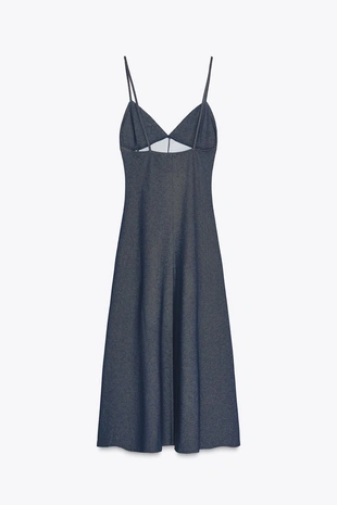 Платье миди из твила с отделочной строчкой- Заказать в России