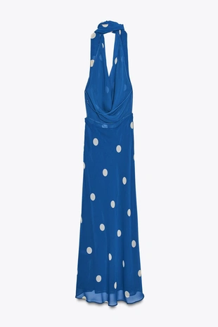 Платье миди с принтом в горошек- Заказать в России