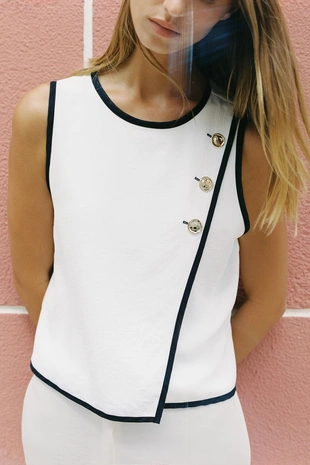 Топ с контрастной отделкой- Заказать в России