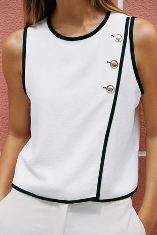 Топ с контрастной отделкой- Заказать в России