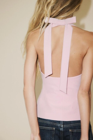 Топ с горловиной халтер и бантом на спине- Заказать в России