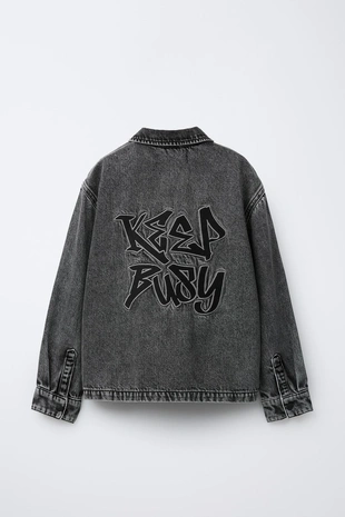 Black | 1879/610/800 - Zara Джинсовая куртка-рубашка с вышивкой