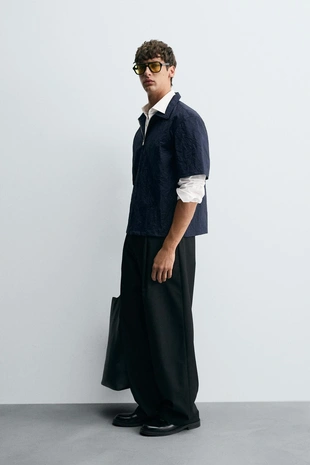 Рубашка с эффектом помятости на молнии- Заказать в России