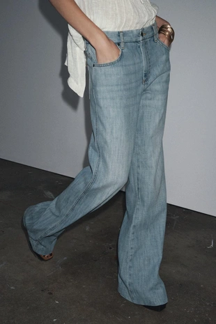 Купить Zara Джинсы клеш с низкой посадкой — ZW COLLECTION