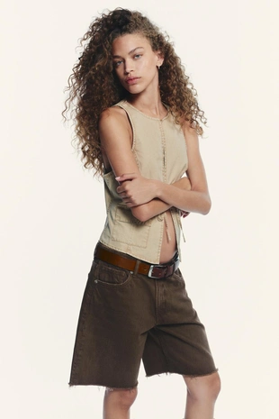 Купить Zara Джинсовые бермуды TRF со средней посадкой