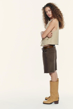 Brown | 4365/209/700 - Zara Джинсовые бермуды TRF со средней посадкой