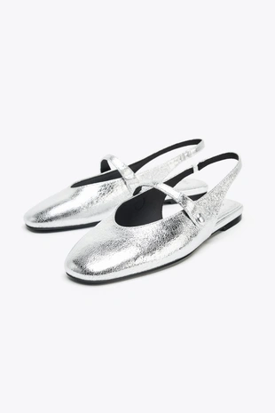 Балетки с металлическим блеском- Заказать в России