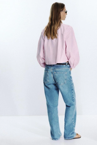 Рубашка из поплина в полоску с завязками