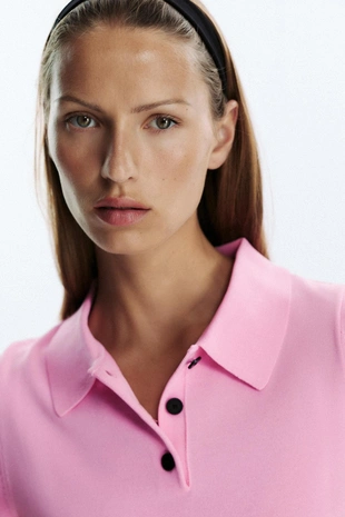 Трикотажный топ-поло с короткими рукавами- Заказать в России