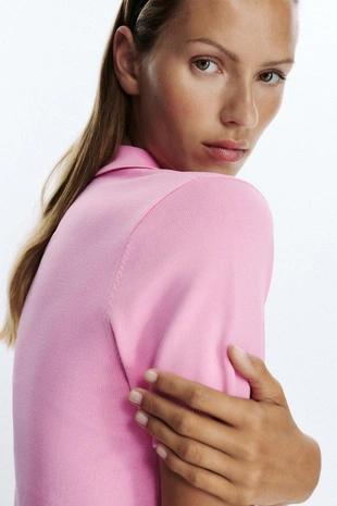 Трикотажный топ-поло с короткими рукавами- Заказать в России