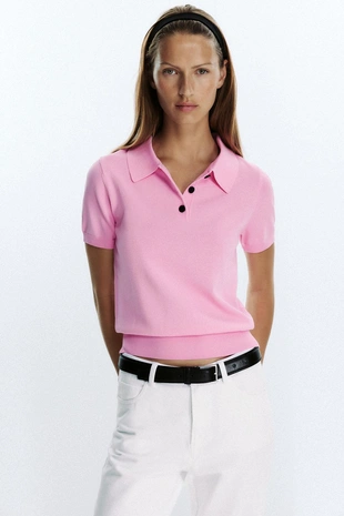 Трикотажный топ-поло с короткими рукавами- Заказать в России