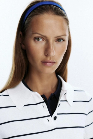 Трикотажный топ-поло с короткими рукавами