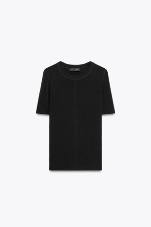 Трикотажный топ с короткими рукавами- Заказать в России