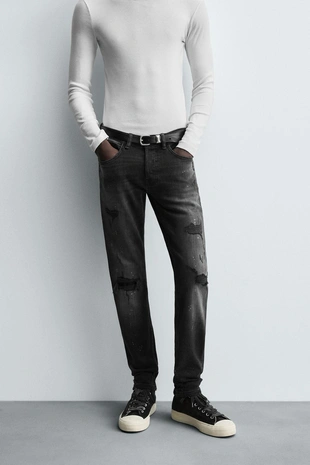 Джинсы SKINNY FIT с разрезами- Заказать в России