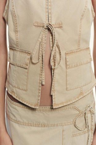 Топ-жилет с эффектом потертости- Заказать в России