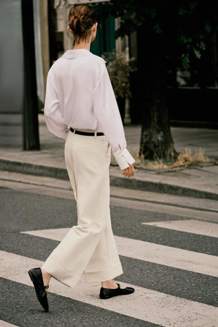 Брюки с отворотами и ремнем- Заказать в России