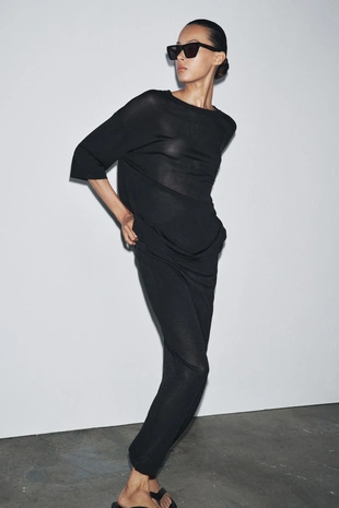 Прямая трикотажная юбка- Заказать в России