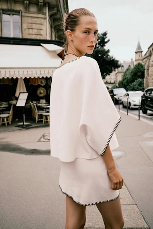 Трикотажная юбка с контрастной вышивкой- Заказать в России