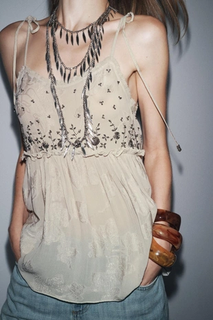 Жаккардовый топ на бретелях — ZW COLLECTION- Заказать в России