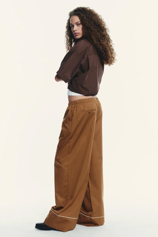 Брюки из поплина с отделкой- Заказать в России