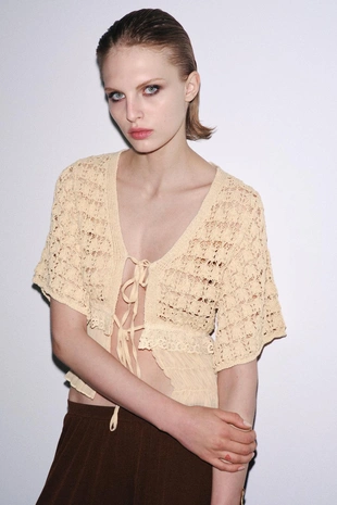 Комбинированный трикотажный кардиган- Заказать в России