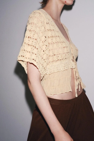 Комбинированный трикотажный кардиган- Заказать в России