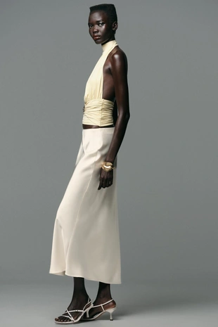 Топ из полиамида со сборками и солнцем- Заказать в России