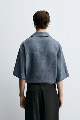 Рубашка-поло из 100% льна- Заказать в России