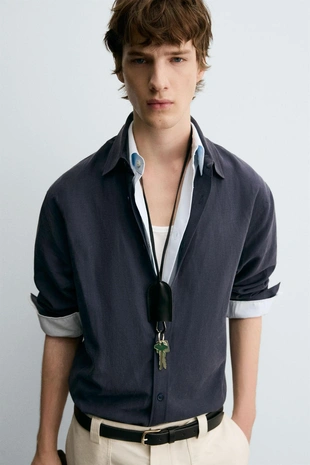 Рубашка RELAXED FIT из струящейся ткани- Заказать в России