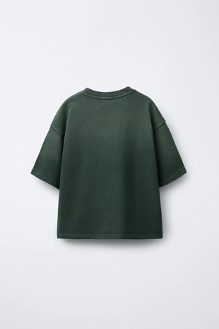 Green | 3854/784/500 - Zara Комплект из футболки и брюк-джоггеров с эффектом стирки и текстом
