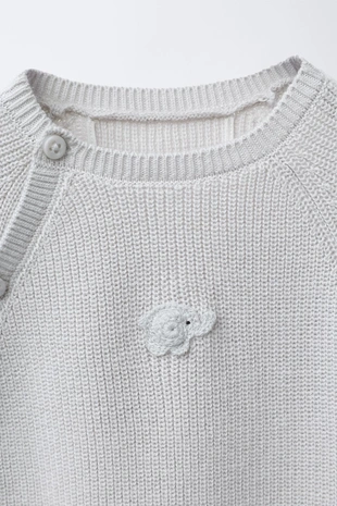 Blue / Grey | 2209/517/485 - Zara Жемчужный трикотажный комбинезон со слоном