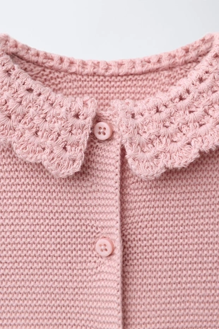 Mid-pink | 2582/454/645 - Zara Вязаный комбинезон с кружевом кроше