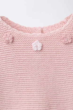 Light pink | 2582/474/644 - Zara Трикотажный джемпер с цветами, связанными крючком