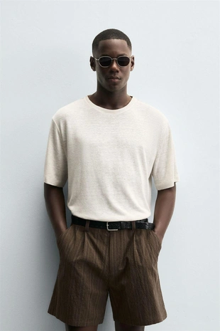 Футболка в полоску из конопли и вискозы- Заказать в России