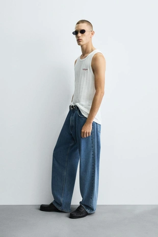 Майка в рубчик с вышивкой- Заказать в России