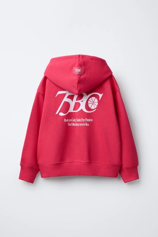 Pink | 0039/784/620 - Zara Комплект из толстовки с капюшоном и шортов с надписью