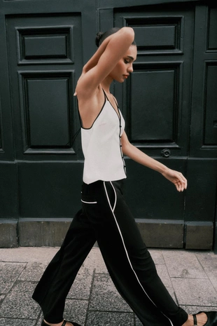 Брюки с контрастной отделкой- Заказать в России