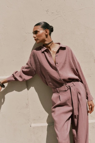 Широкие брюки с поясом- Заказать в России