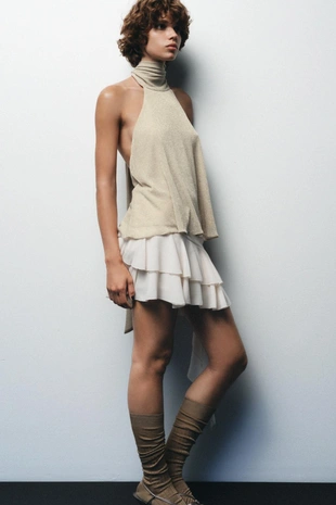 Купить Zara Кожаные босоножки с ремешками и узлом