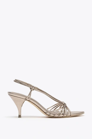 Кожаные босоножки с ремешками и узлом- Заказать в России