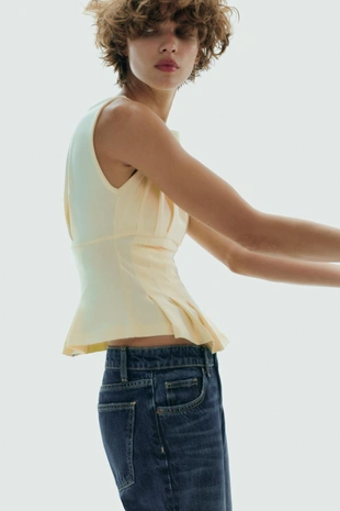 Yellow | 3253/802/300 - Zara Футболка со складками и молнией