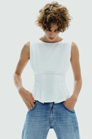 Купить Zara Футболка со складками и молнией