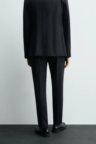 Navy blue | 1564/331/401 - Zara Костюмные брюки с узором «гусиная лапка»