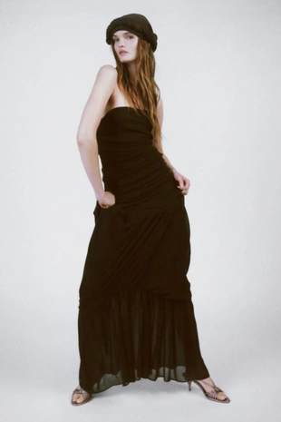 Длинное платье без бретелей со сборками LIMITED EDITION- Заказать в России