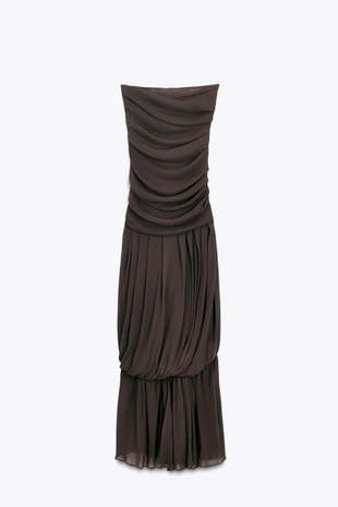 Длинное платье без бретелей со сборками LIMITED EDITION- Заказать в России